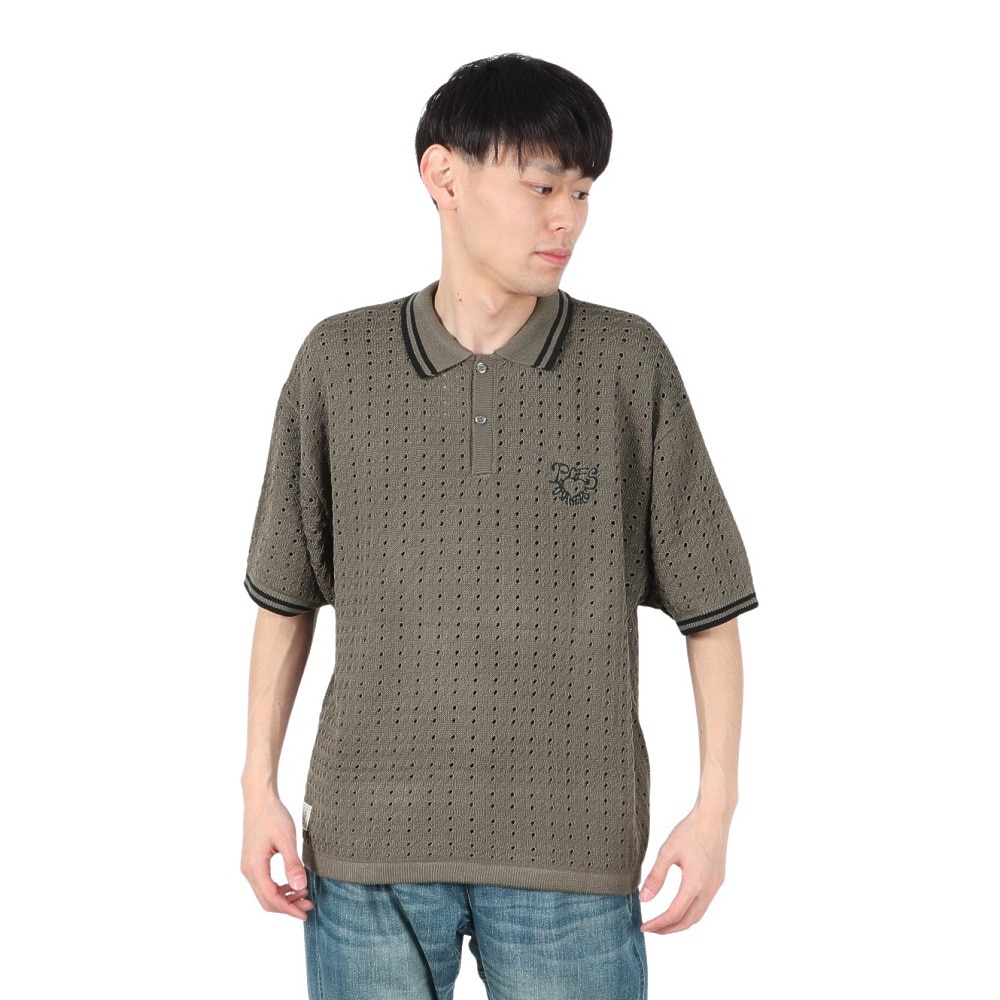 PLES MAKERS（PLES MAKERS）（メンズ）メッシュニット 半袖ポロシャツ 25555004-CHA