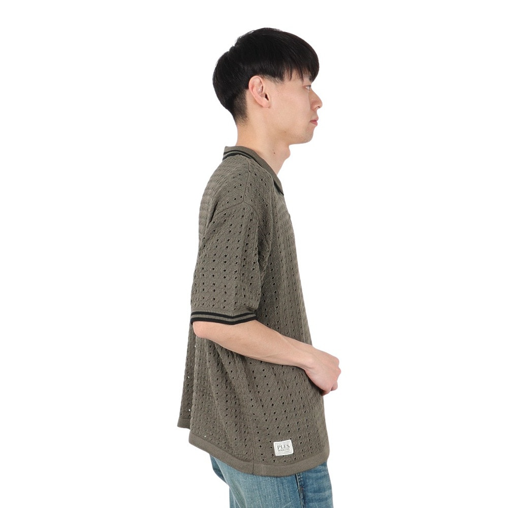 PLES MAKERS（PLES MAKERS）（メンズ）メッシュニット 半袖ポロシャツ 25555004-CHA