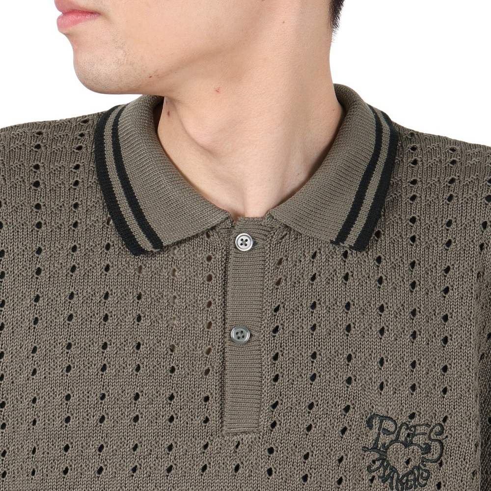 PLES MAKERS（PLES MAKERS）（メンズ）メッシュニット 半袖ポロシャツ 25555004-CHA