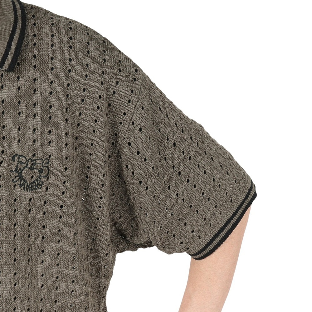 PLES MAKERS（PLES MAKERS）（メンズ）メッシュニット 半袖ポロシャツ 25555004-CHA