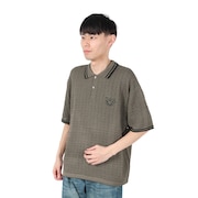 (メンズ)メッシュニット 半袖ポロシャツ 25555004-CHA