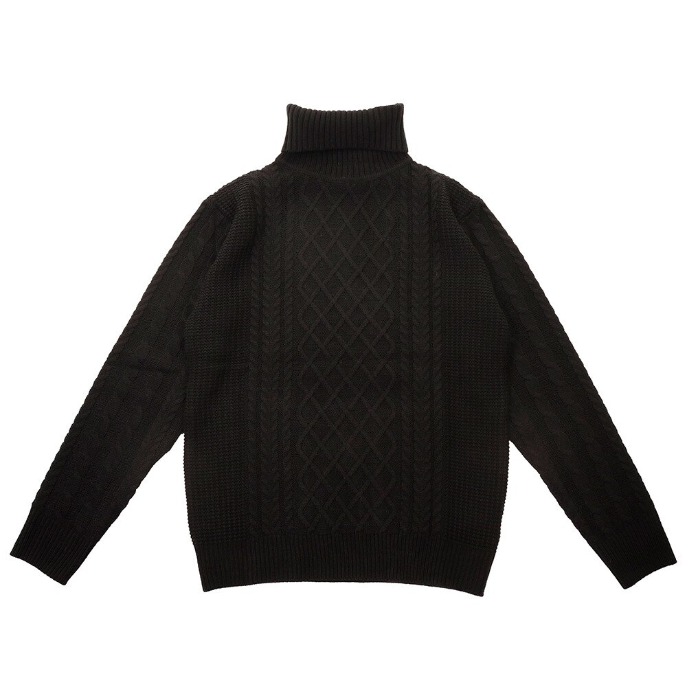  7Gアラン柄タートルネックニット 9951003-BLK