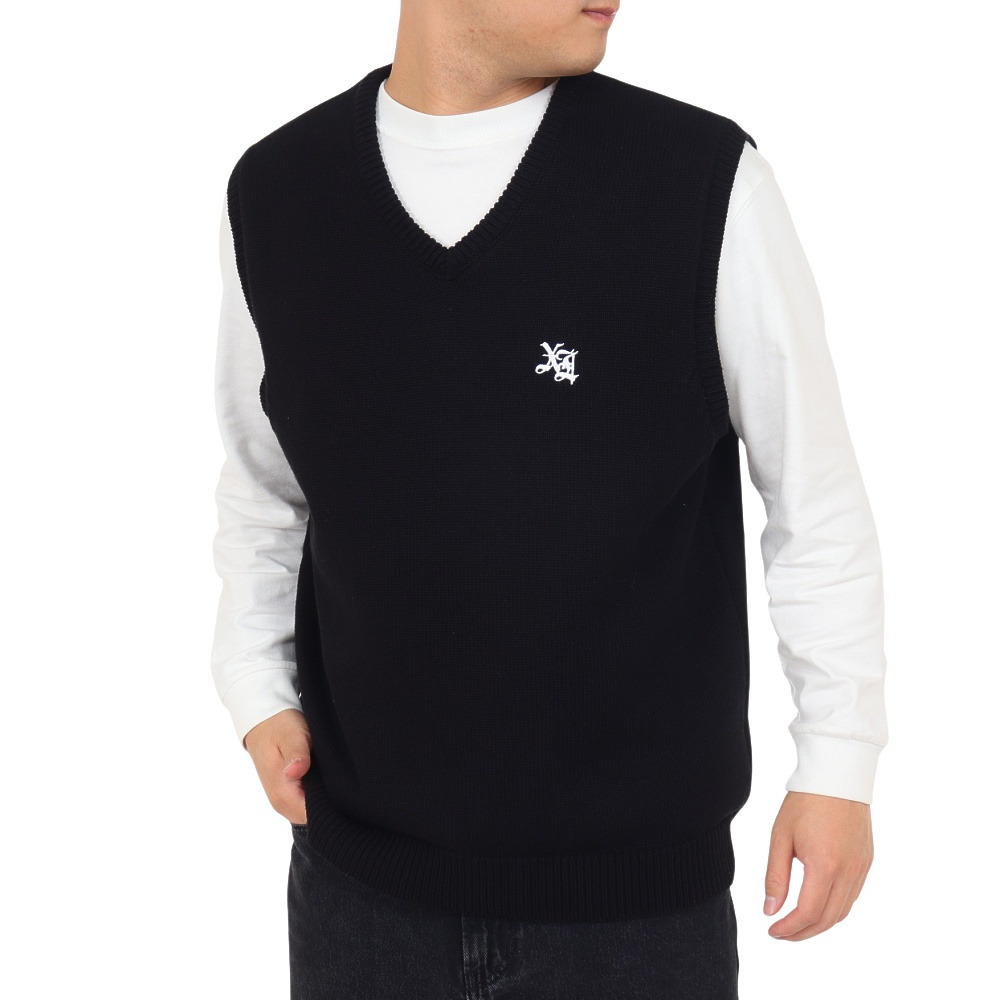 (メンズ)ニットベスト メンズ OLD ENGLISH  101233015001-BLACK