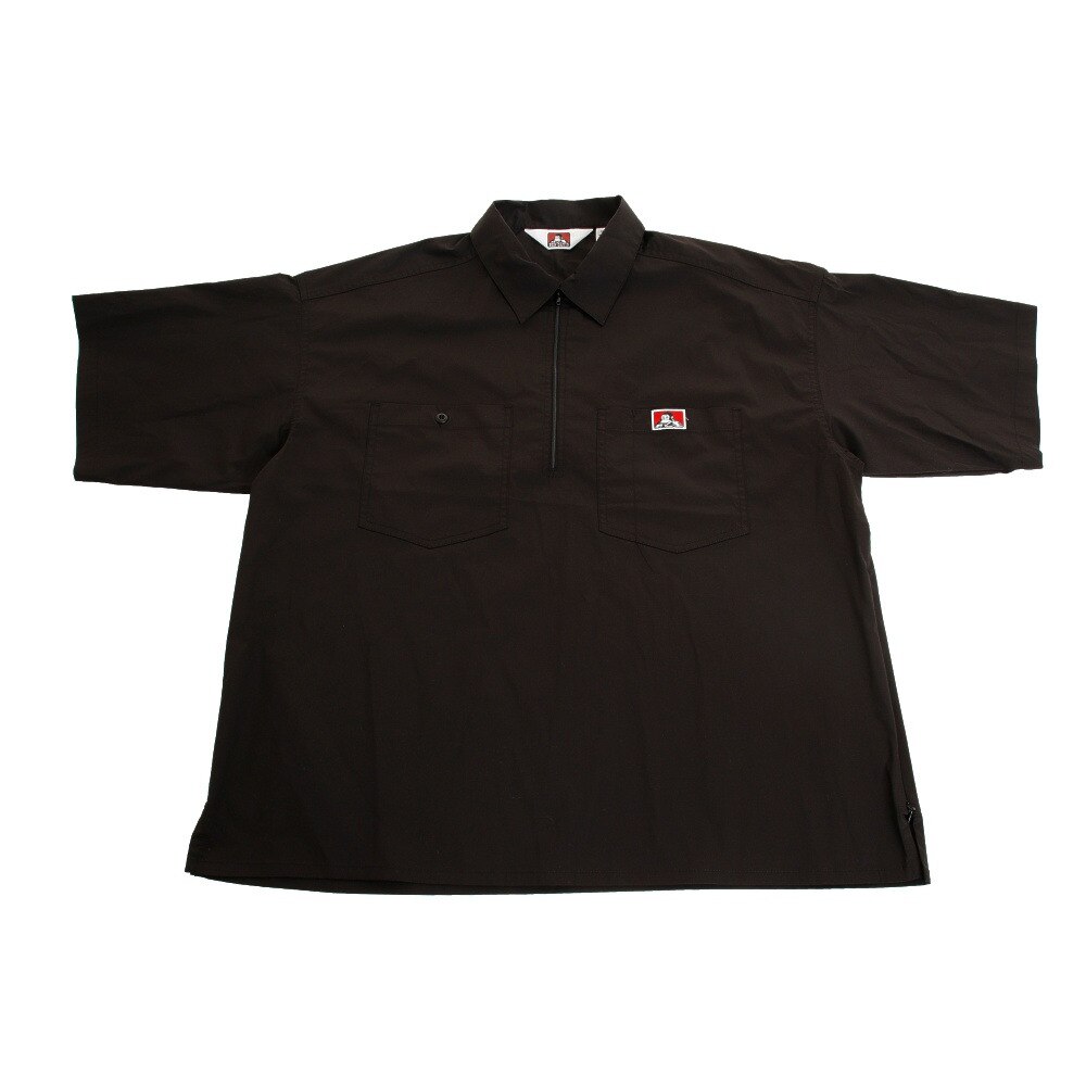 ハーフジップ半袖シャツ 0580041-BLK