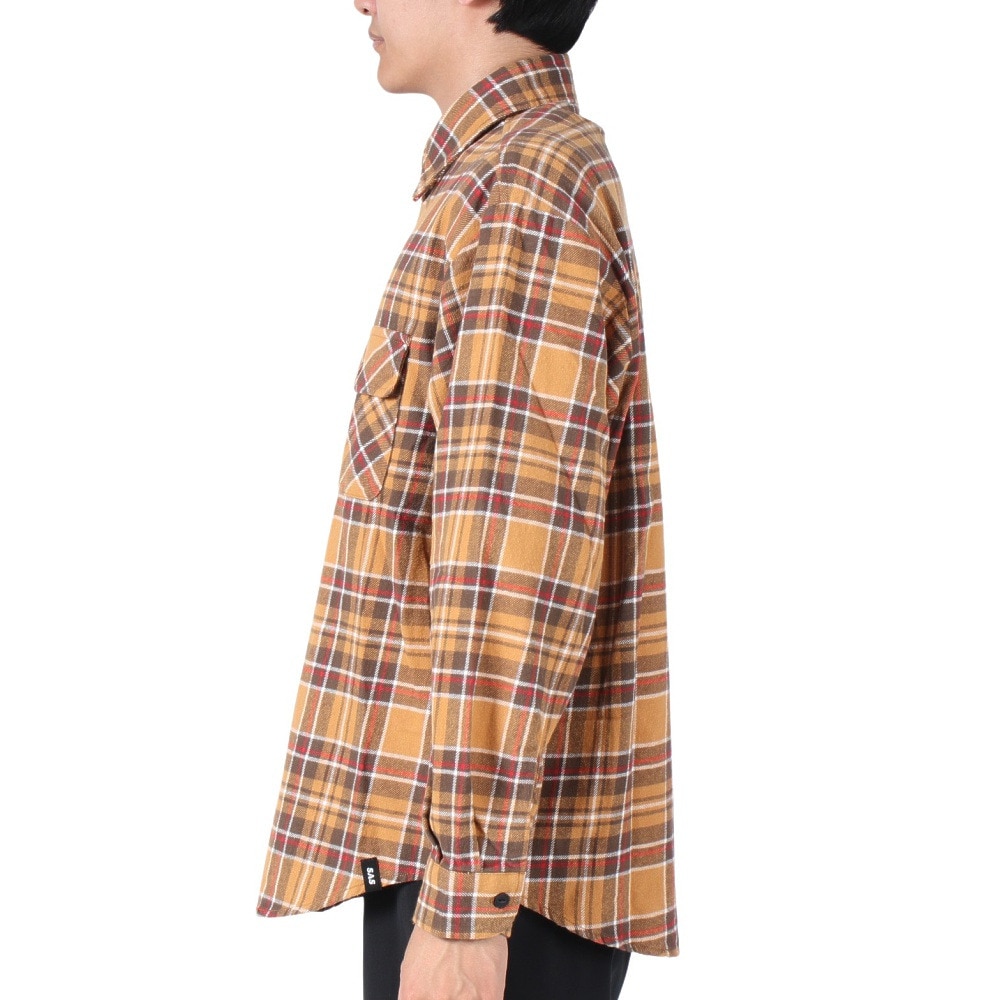 エスエーエス（S.A.S）（メンズ）ネルチェックCPOシャツ SAS2325800-29:BROWN