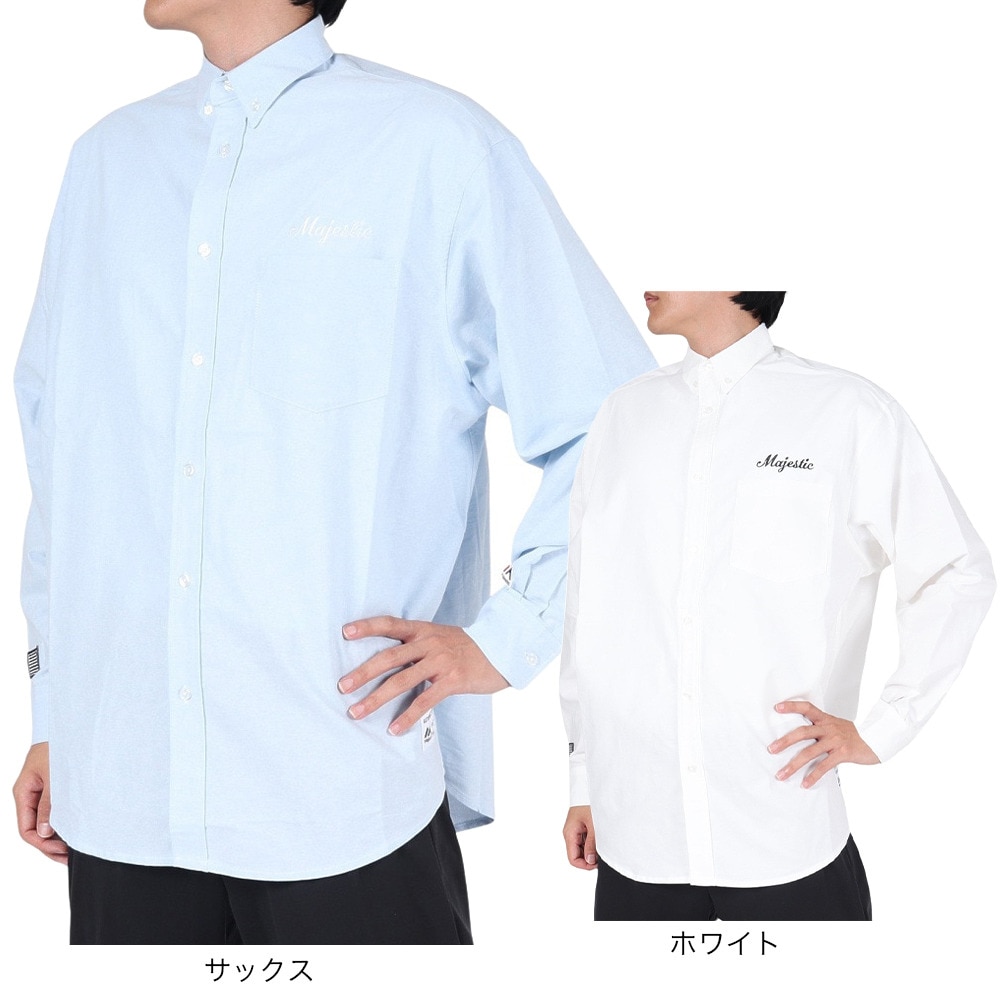 マジェスティック（MAJESTIC）（メンズ）シャツ オックスフォード 長袖 ワンポイント OT2223FW0001-WHT