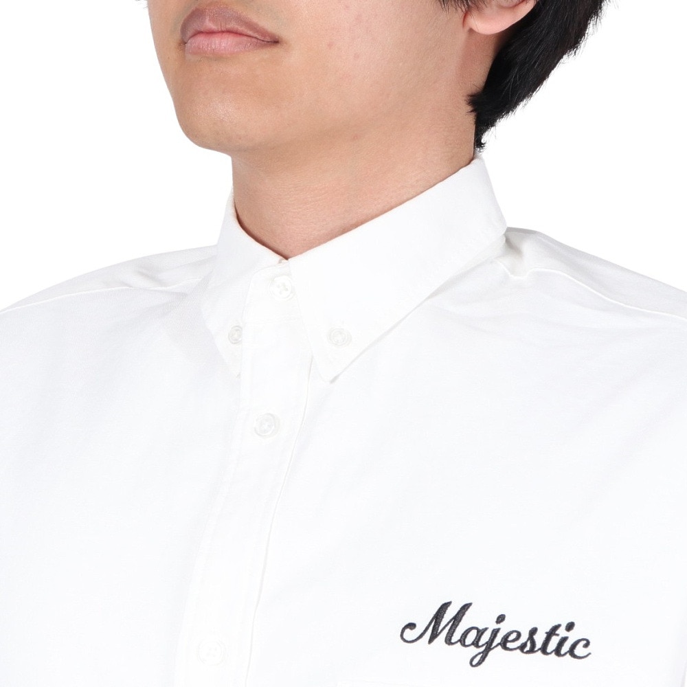 マジェスティック（MAJESTIC）（メンズ）シャツ オックスフォード 長袖 ワンポイント OT2223FW0001-WHT