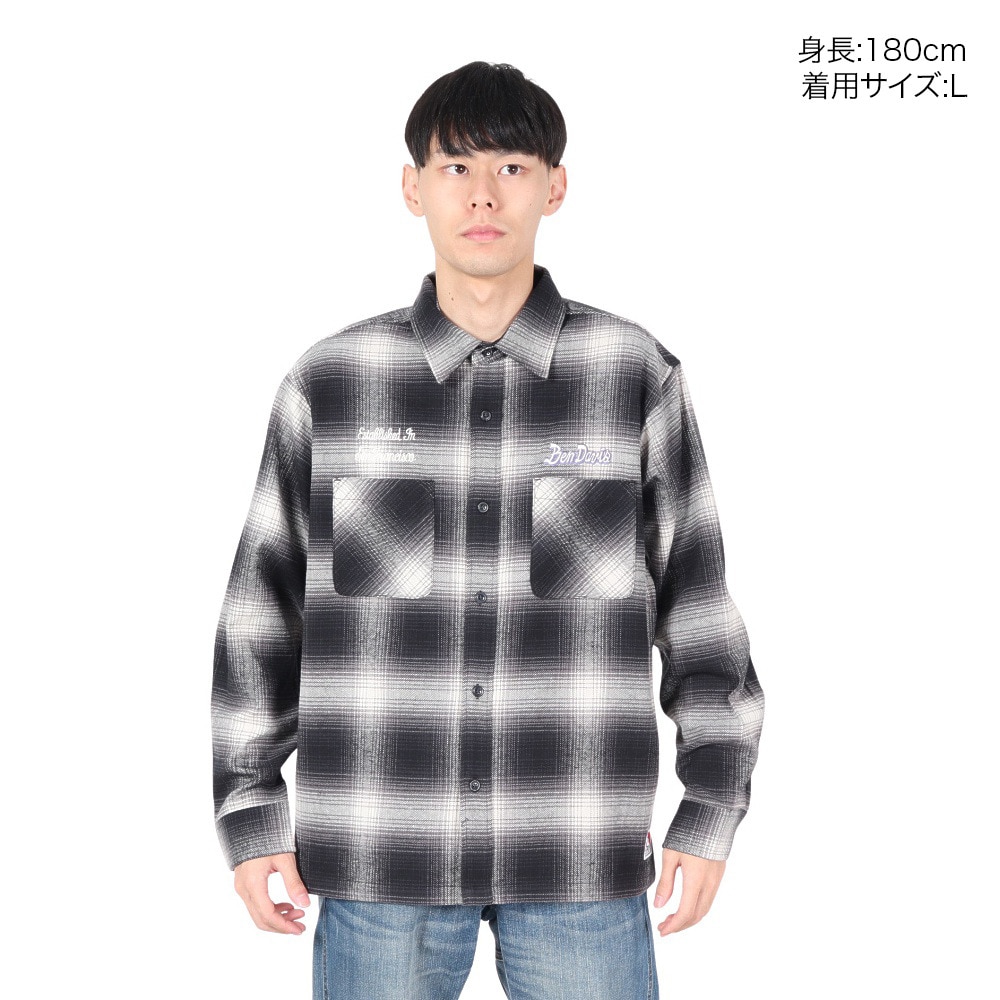 ベンデイビス（BEN DAVIS）（メンズ）EMBRO オンブレー 長袖シャツ 24780022-BLK