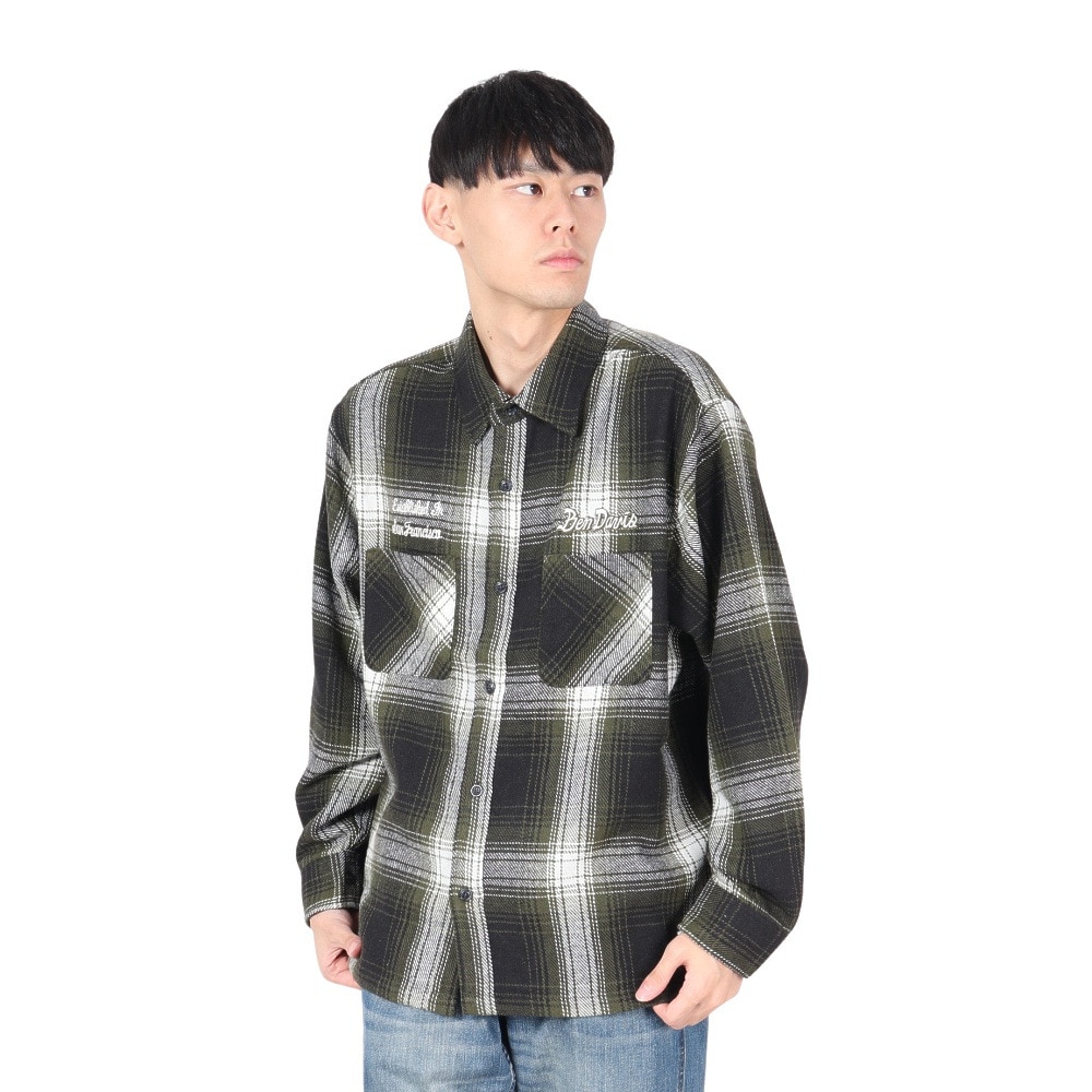 ベンデイビス（BEN DAVIS）（メンズ）EMBRO オンブレー 長袖シャツ 24780022-GRN