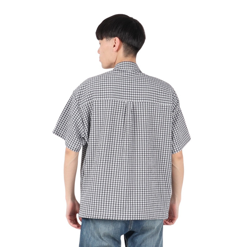 PLES MAKERS（PLES MAKERS）（メンズ）シアサッカーチェック 半袖シャツ 25555000-BLK