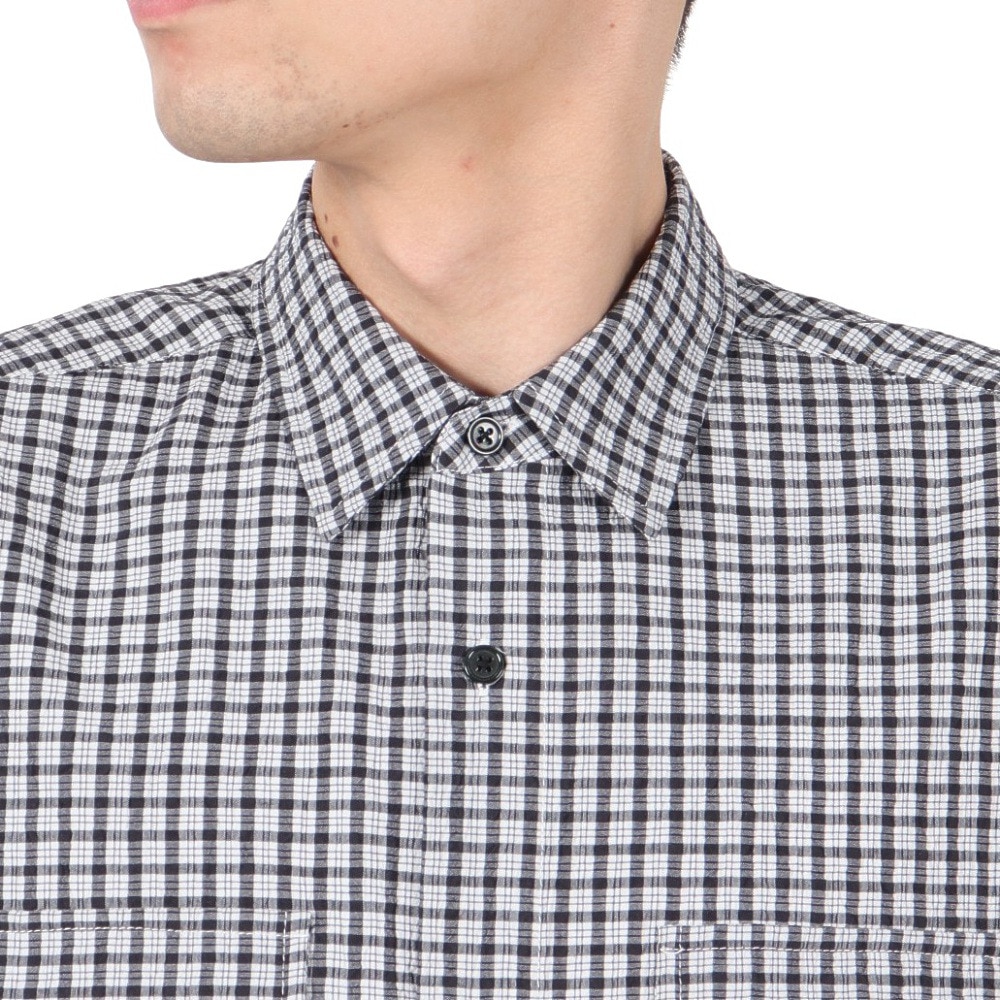 PLES MAKERS（PLES MAKERS）（メンズ）シアサッカーチェック 半袖シャツ 25555000-BLK