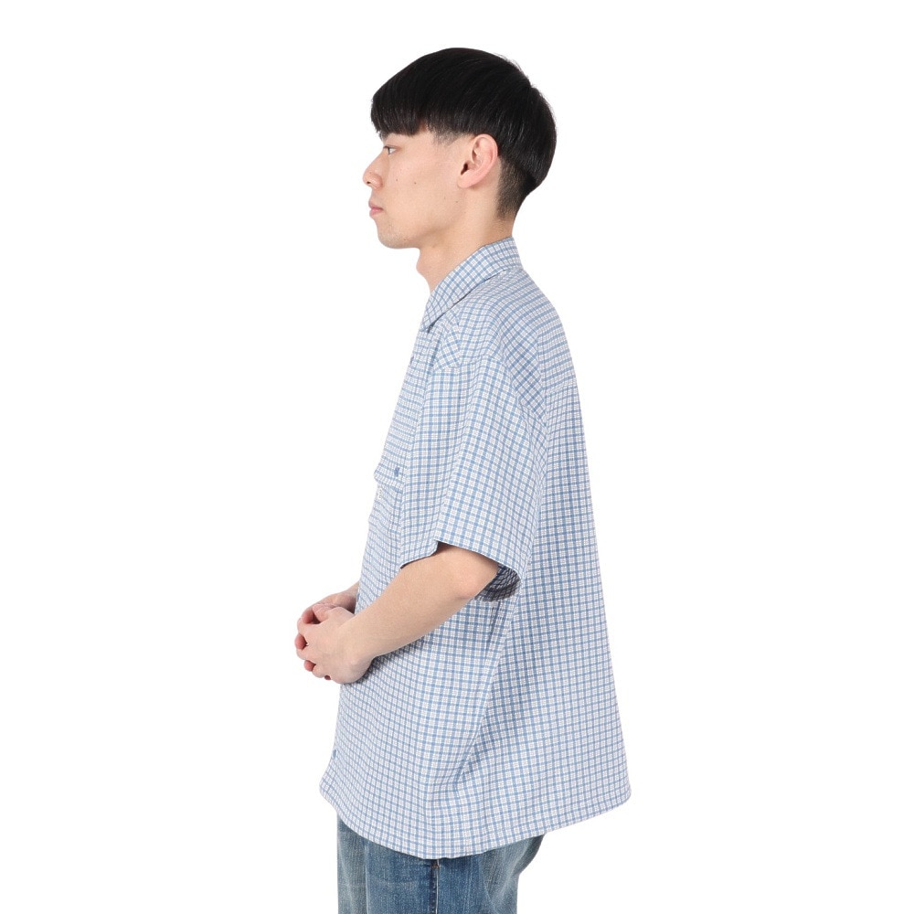 PLES MAKERS（PLES MAKERS）（メンズ）シアサッカーチェック 半袖シャツ 25555000-BLU
