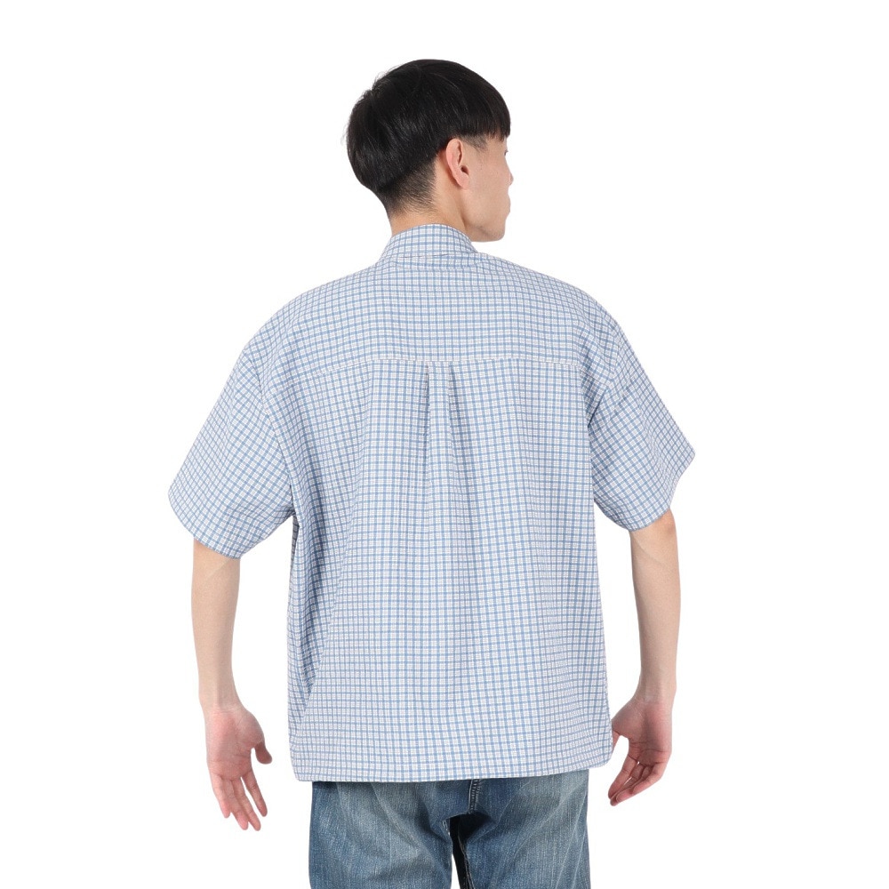 PLES MAKERS（PLES MAKERS）（メンズ）シアサッカーチェック 半袖シャツ 25555000-BLU