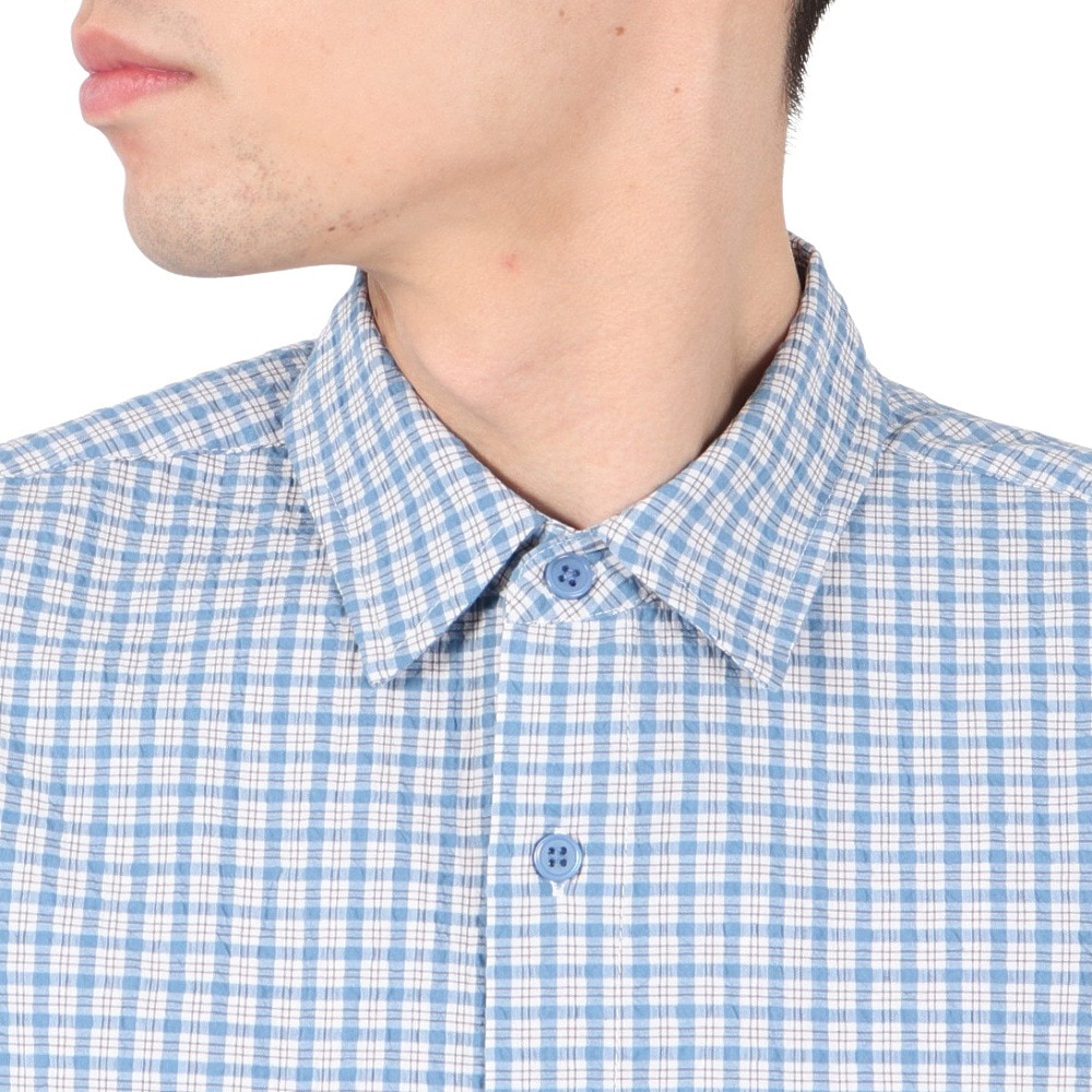 PLES MAKERS（PLES MAKERS）（メンズ）シアサッカーチェック 半袖シャツ 25555000-BLU