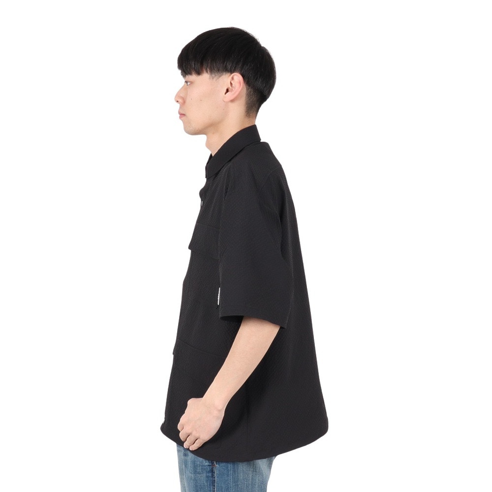 PLES MAKERS（PLES MAKERS）（メンズ）シアサッカーテック 半袖シャツ 25555001-BLK