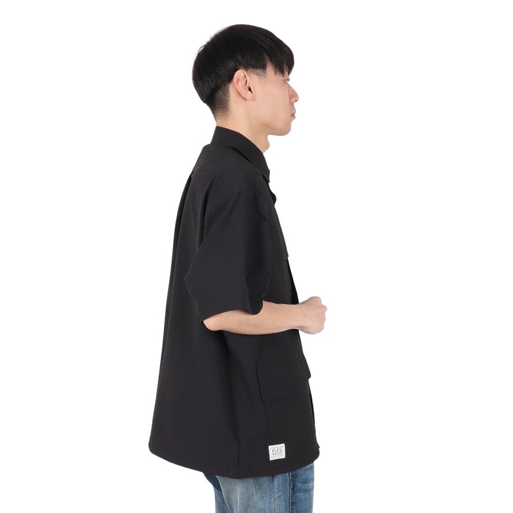 PLES MAKERS（PLES MAKERS）（メンズ）シアサッカーテック 半袖シャツ 25555001-BLK
