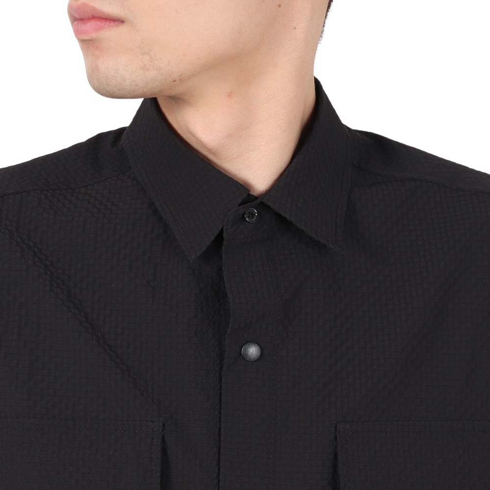 PLES MAKERS（PLES MAKERS）（メンズ）シアサッカーテック 半袖シャツ 25555001-BLK