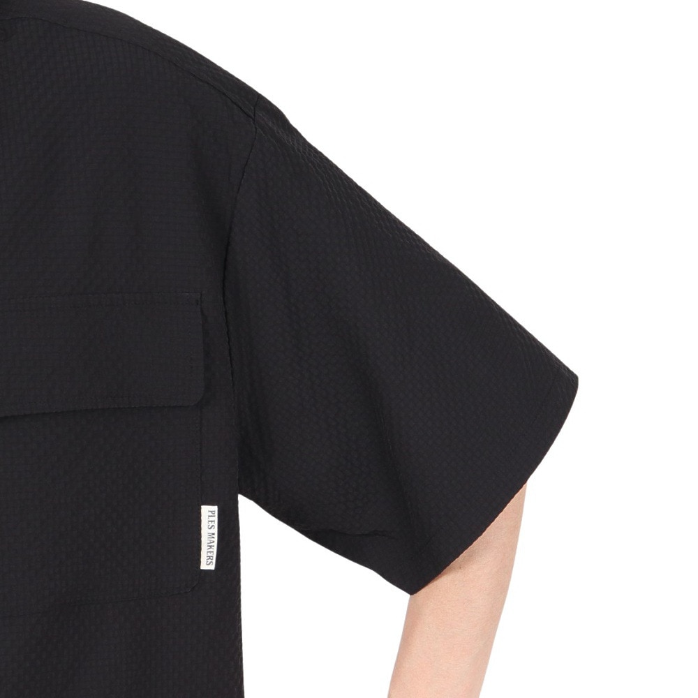 PLES MAKERS（PLES MAKERS）（メンズ）シアサッカーテック 半袖シャツ 25555001-BLK