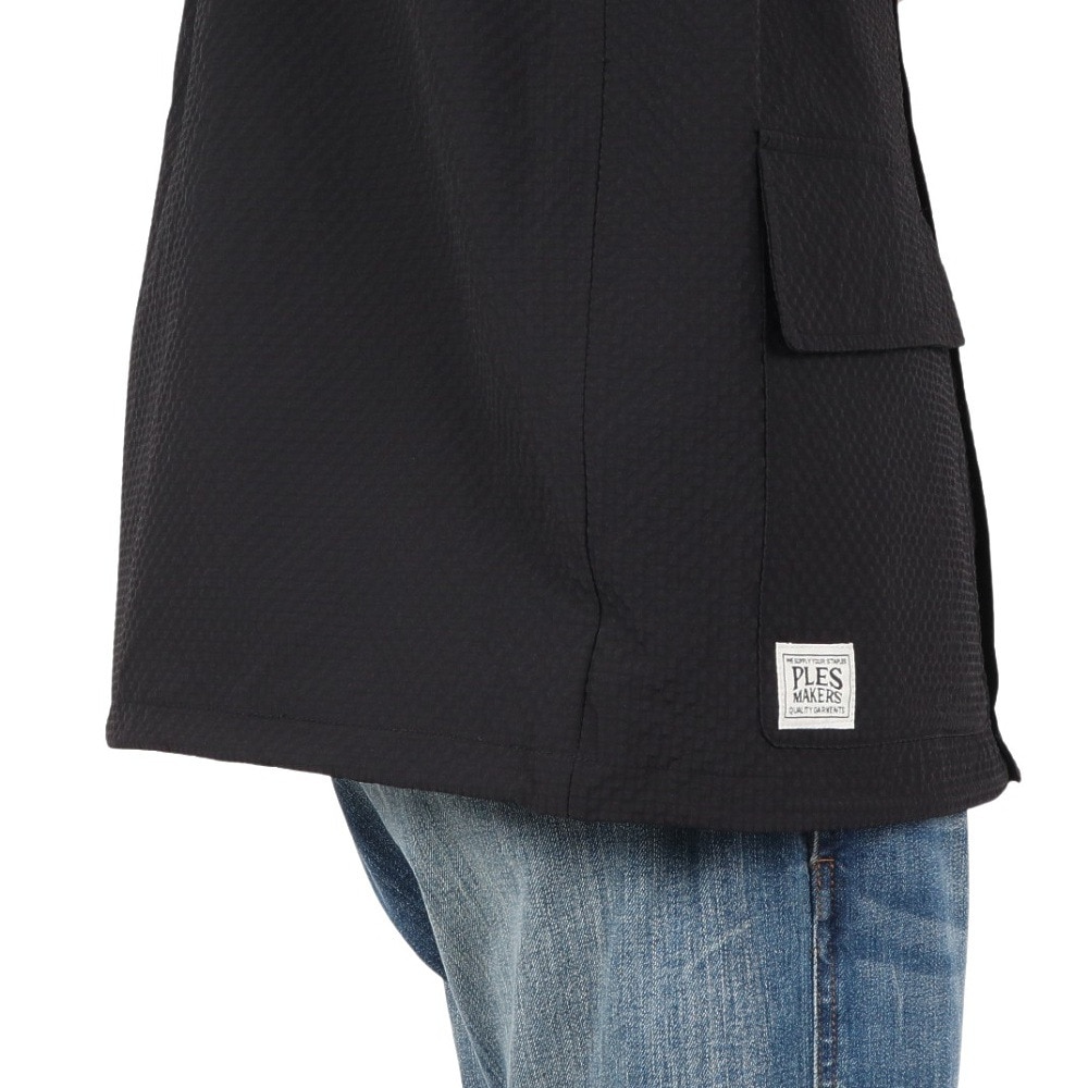 PLES MAKERS（PLES MAKERS）（メンズ）シアサッカーテック 半袖シャツ 25555001-BLK