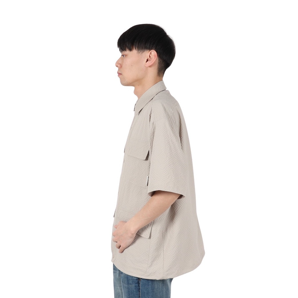 PLES MAKERS（PLES MAKERS）（メンズ）シアサッカーテック 半袖シャツ 25555001-SBEG