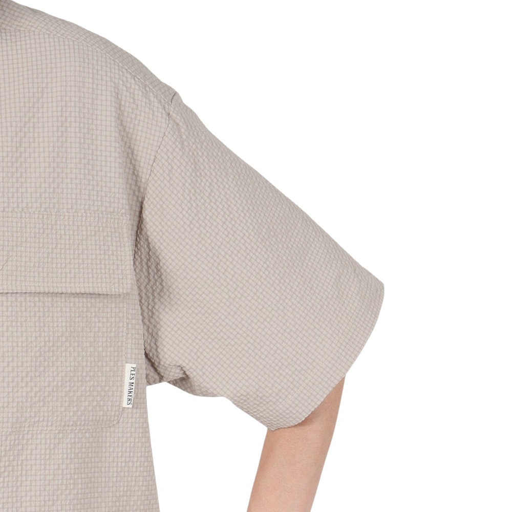 PLES MAKERS（PLES MAKERS）（メンズ）シアサッカーテック 半袖シャツ 25555001-SBEG