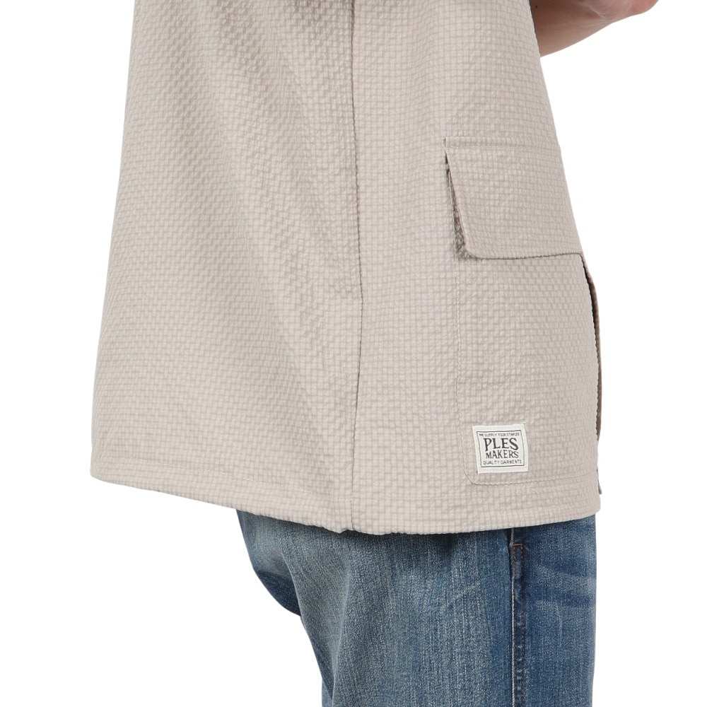 PLES MAKERS（PLES MAKERS）（メンズ）シアサッカーテック 半袖シャツ 25555001-SBEG