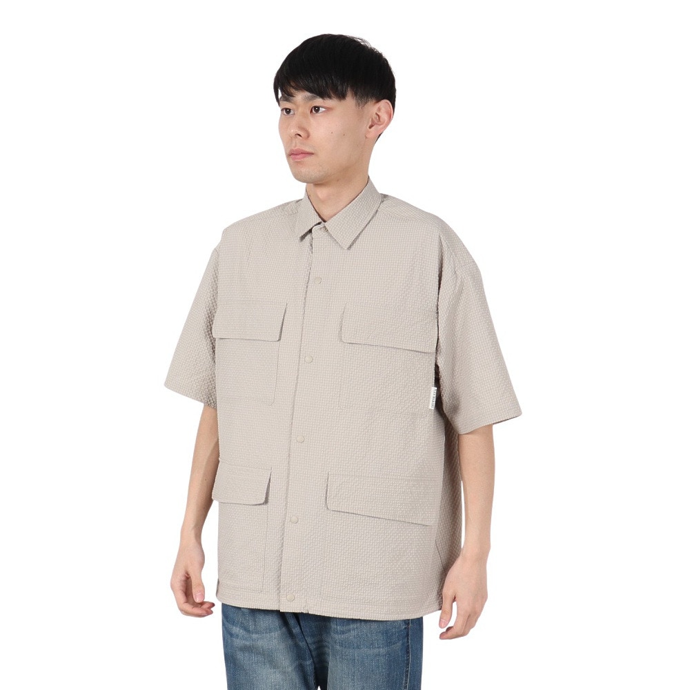 PLES MAKERS（PLES MAKERS）（メンズ）シアサッカーテック 半袖シャツ 25555001-SBEG