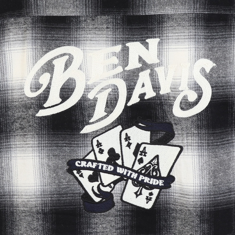 ベンデイビス(BEN DAVIS)オンブレ チェック 刺繍 長袖シャツ 25780021-YEL(Men’s) ベンデイビス（BEN DAVIS）（メンズ）オンブレ チェック 刺繍 長袖