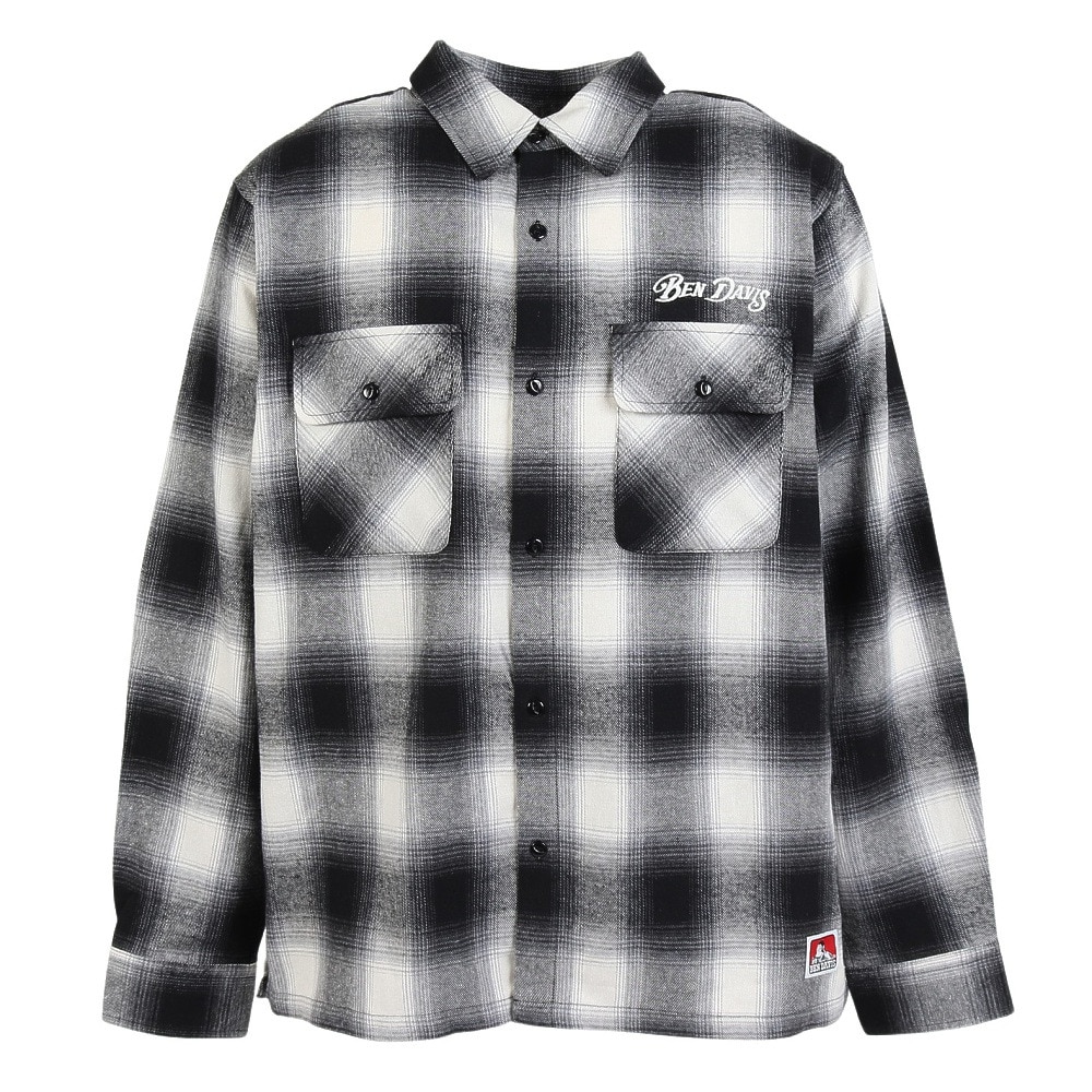 ベンデイビス(BEN DAVIS)オンブレ チェック 刺繍 長袖シャツ 25780021-YEL(Men’s) ベンデイビス（BEN DAVIS）（メンズ）オンブレ チェック 刺繍 長袖
