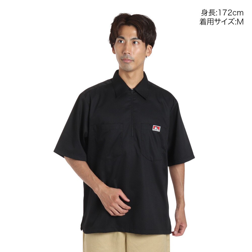 BEN DAVIS（メンズ）半袖シャツ メンズ ハーフジップ 23580030-BLK
