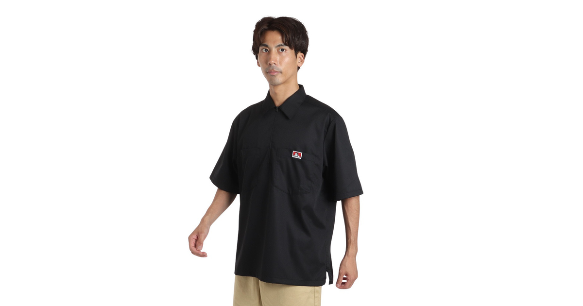 ベンデイビス（BEN DAVIS）（メンズ）半袖シャツ メンズ ハーフジップ 23580030BLK スポーツ用品はスーパースポーツゼビオ