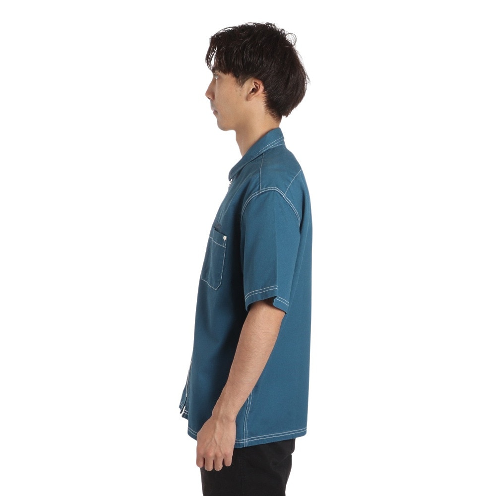 エクストララージ（XLARGE）（メンズ）半袖シャツ メンズ ジップアップ 半袖ワークシャツ 101232014001-BLUE