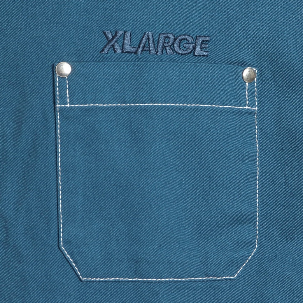 エクストララージ（XLARGE）（メンズ）半袖シャツ メンズ ジップアップ 半袖ワークシャツ 101232014001-BLUE