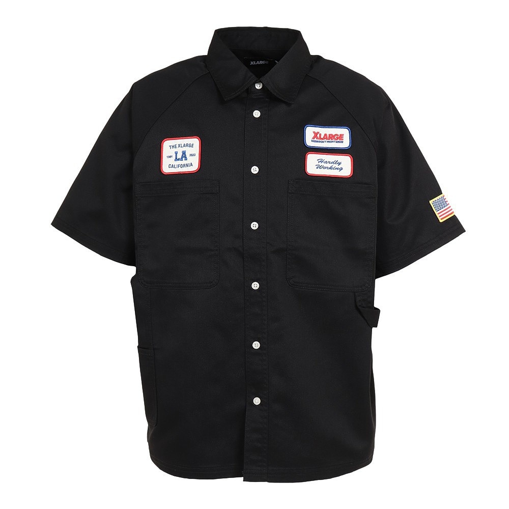 エクストララージ（XLARGE）（メンズ）半袖シャツ メンズ ロゴ PATCH ワークシャツ 101232014004-BLACK