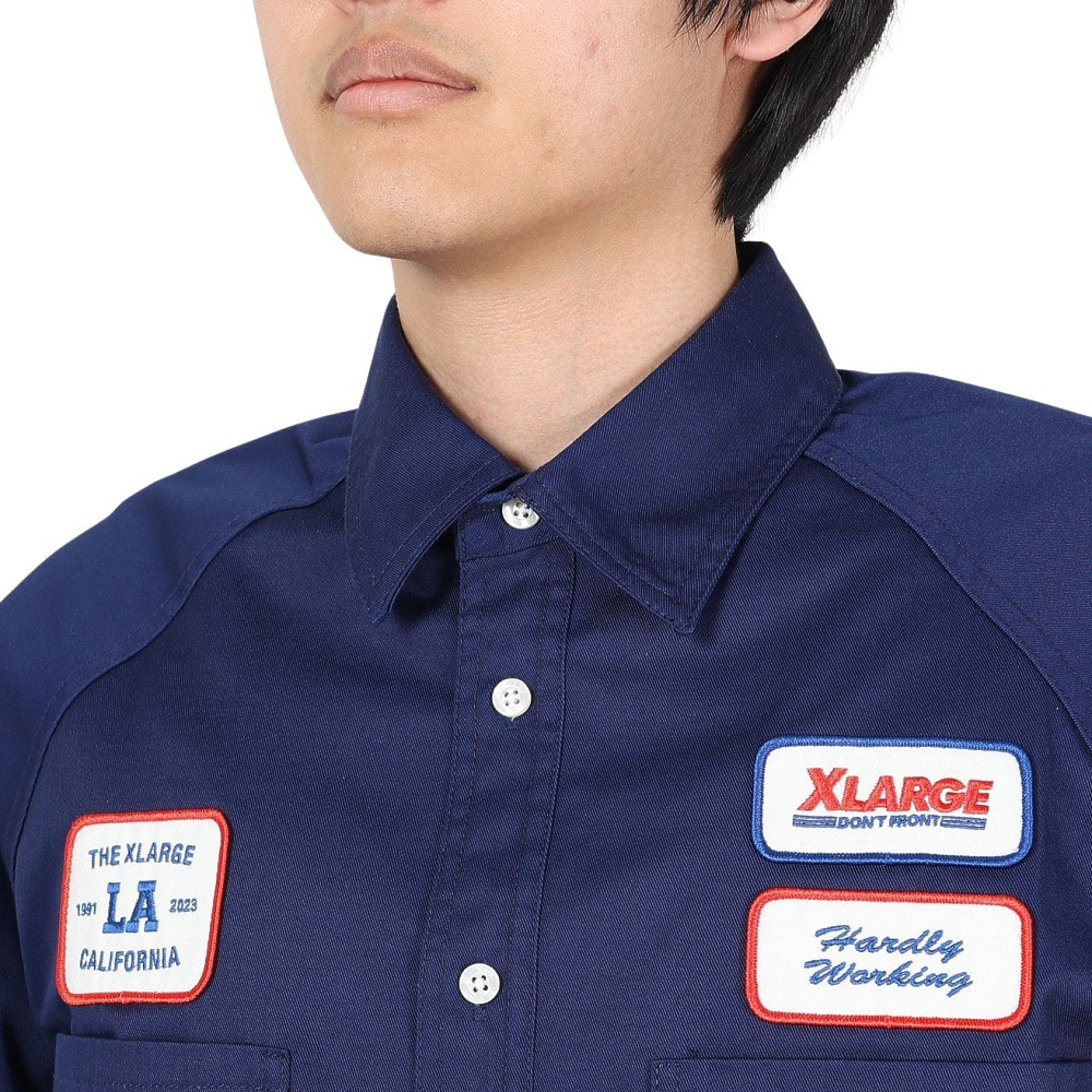 エクストララージ（XLARGE）（メンズ）半袖シャツ メンズ ロゴ PATCH ワークシャツ 101232014004-NAVY