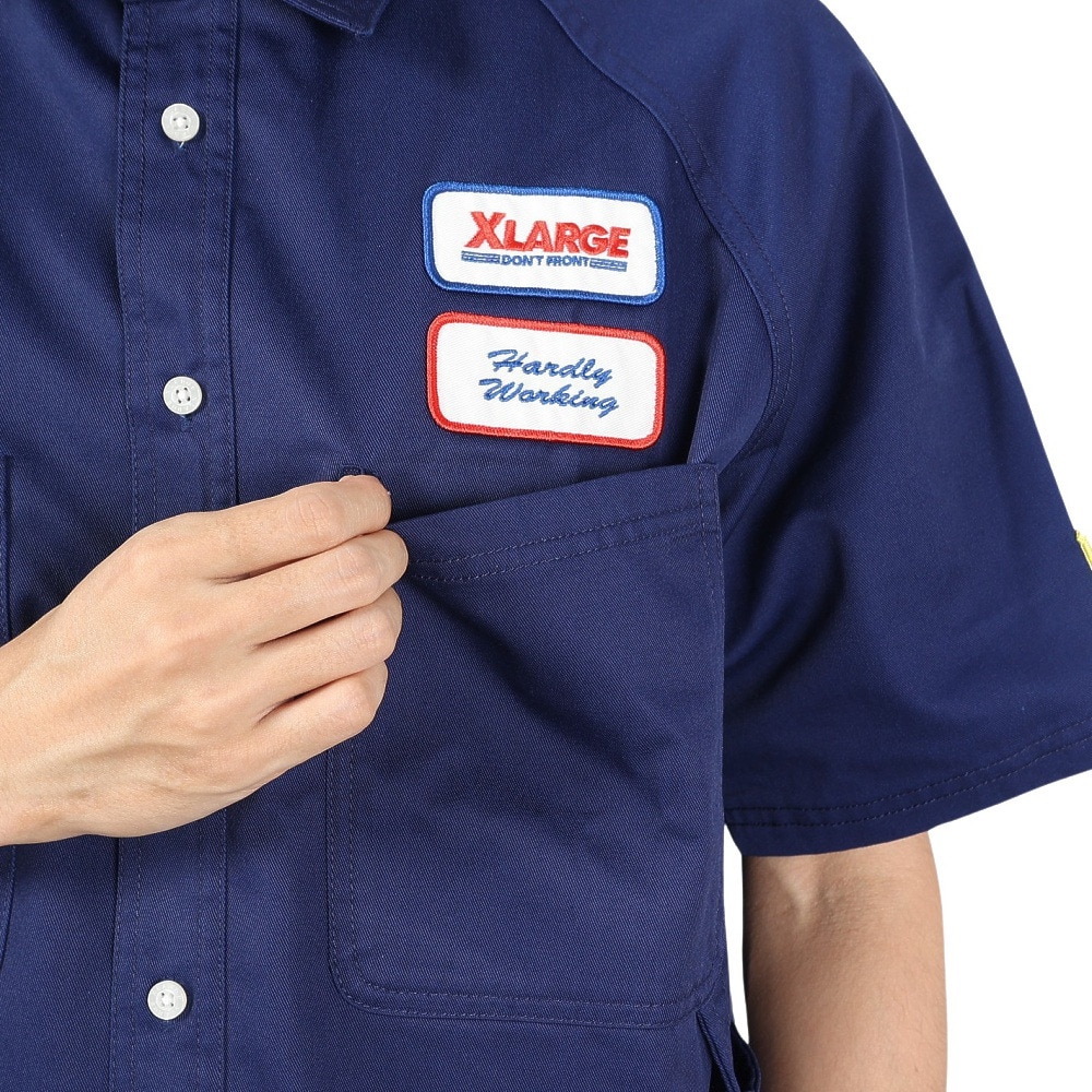 エクストララージ（XLARGE）（メンズ）半袖シャツ メンズ ロゴ PATCH ワークシャツ 101232014004-NAVY