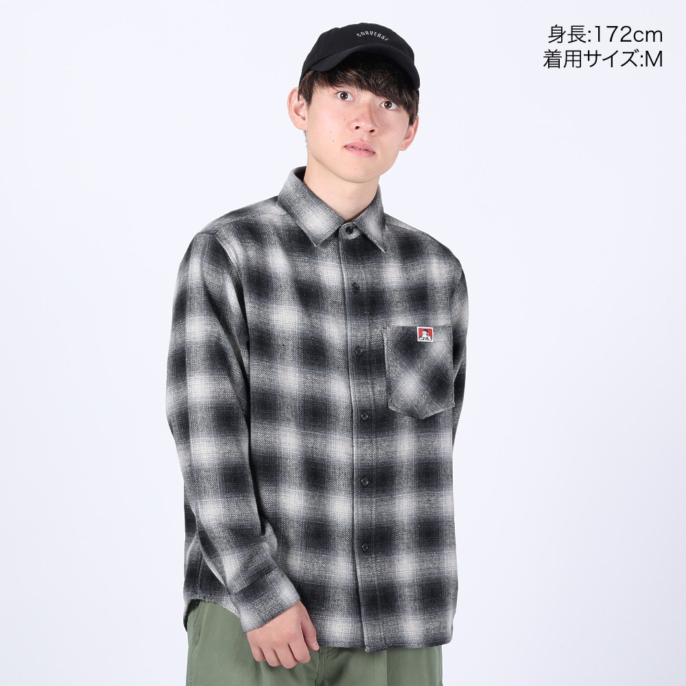 ベンデイビス（BEN DAVIS）（メンズ）HEAVY PLAID 長袖シャツ 23780028-80BLK