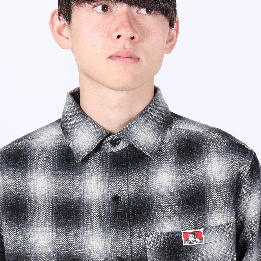 ベンデイビス（BEN DAVIS）（メンズ）HEAVY PLAID 長袖シャツ 23780028-80BLK