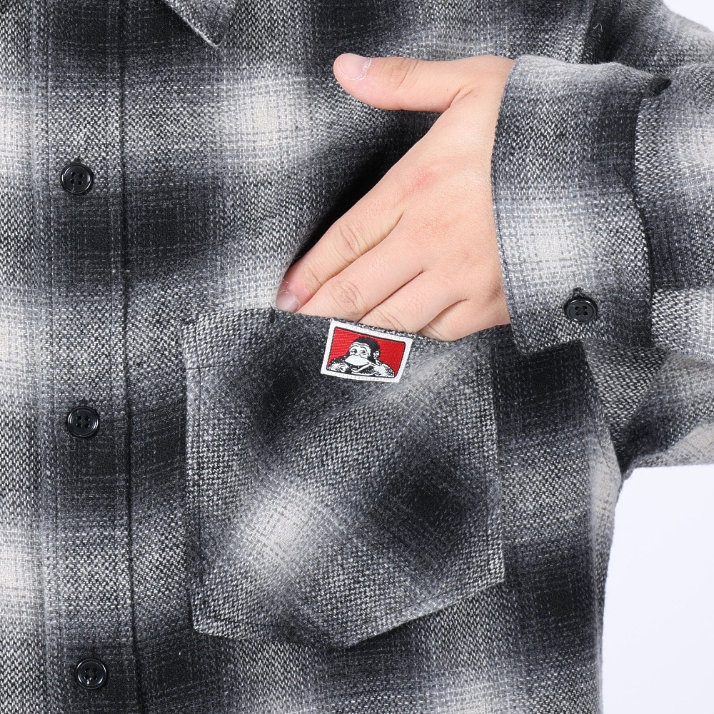 ベンデイビス（BEN DAVIS）（メンズ）HEAVY PLAID 長袖シャツ 23780028-80BLK