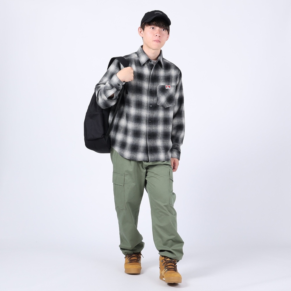 ベンデイビス（BEN DAVIS）（メンズ）HEAVY PLAID 長袖シャツ 23780028-80BLK