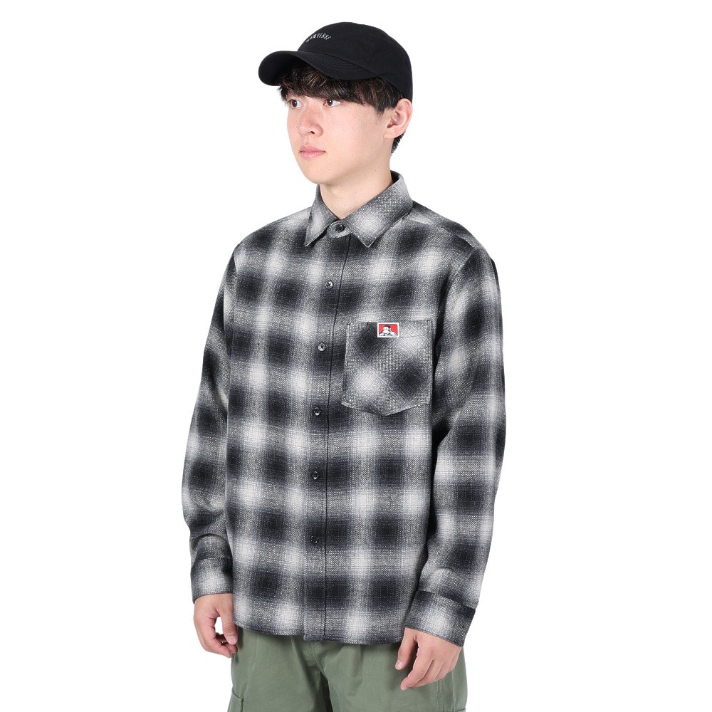 ベンデイビス（BEN DAVIS）（メンズ）HEAVY PLAID 長袖シャツ 23780028-80BLK