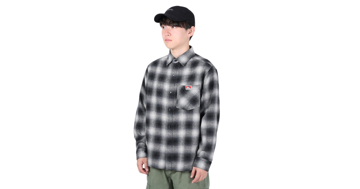 ベンデイビス（BEN DAVIS）（メンズ）HEAVY PLAID 長袖シャツ 2378002880BLK スポーツ用品はスーパースポーツゼビオ