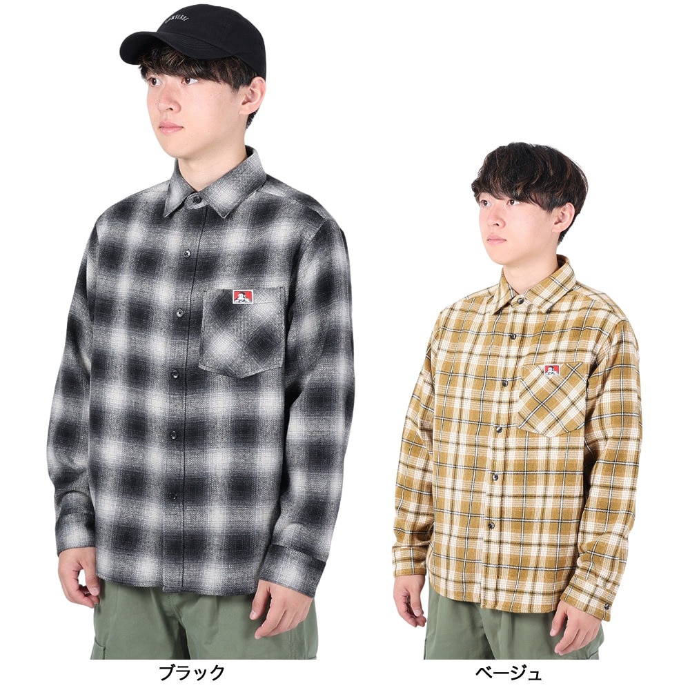 ベンデイビス（BEN DAVIS）（メンズ）HEAVY PLAID 長袖シャツ 23780028-80BLK
