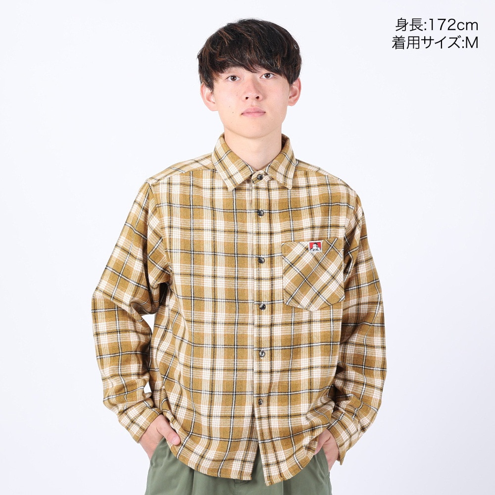 ベンデイビス（BEN DAVIS）（メンズ）HEAVY PLAID 長袖シャツ 23780028-82BEIGE