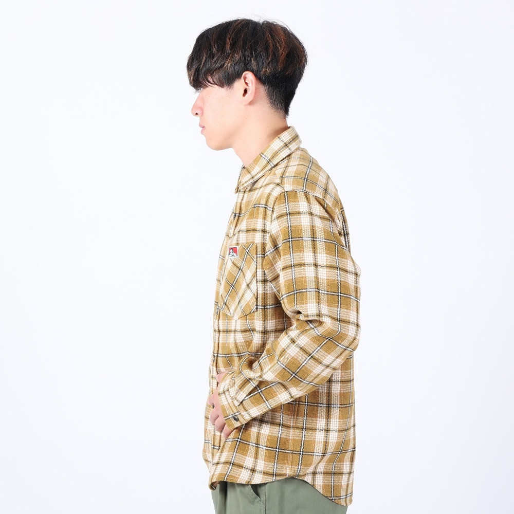ベンデイビス（BEN DAVIS）（メンズ）HEAVY PLAID 長袖シャツ 23780028-82BEIGE