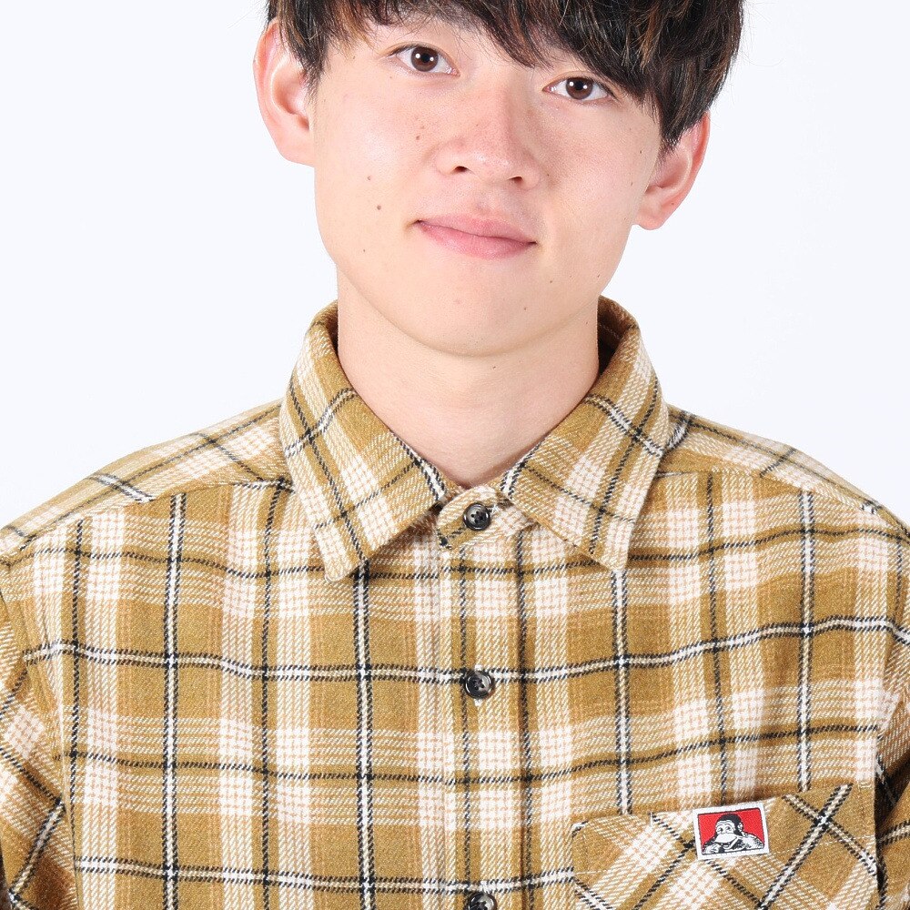 ベンデイビス（BEN DAVIS）（メンズ）HEAVY PLAID 長袖シャツ 23780028-82BEIGE