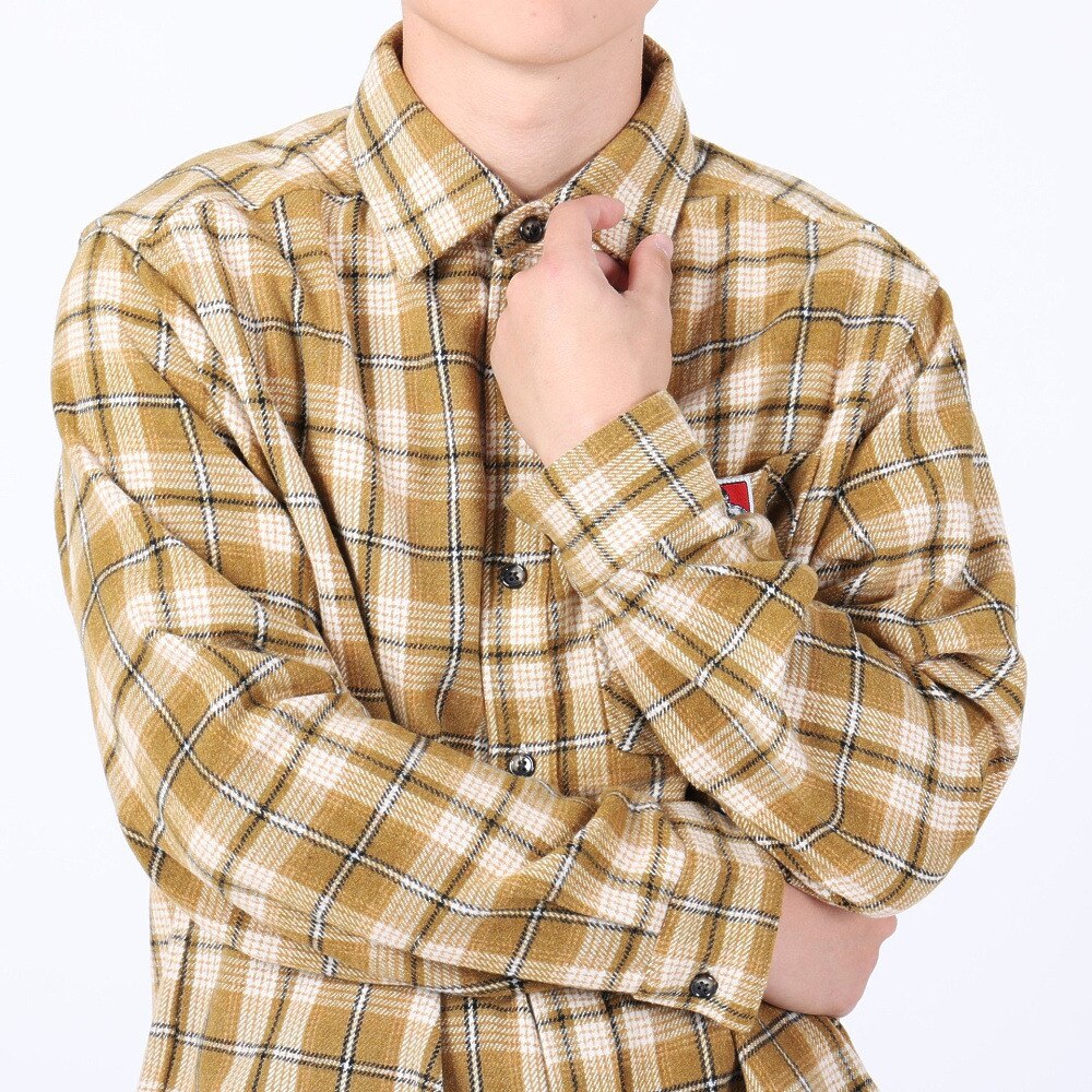 ベンデイビス（BEN DAVIS）（メンズ）HEAVY PLAID 長袖シャツ 23780028-82BEIGE