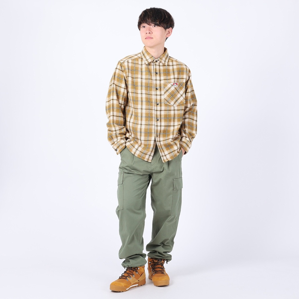 ベンデイビス（BEN DAVIS）（メンズ）HEAVY PLAID 長袖シャツ 23780028-82BEIGE