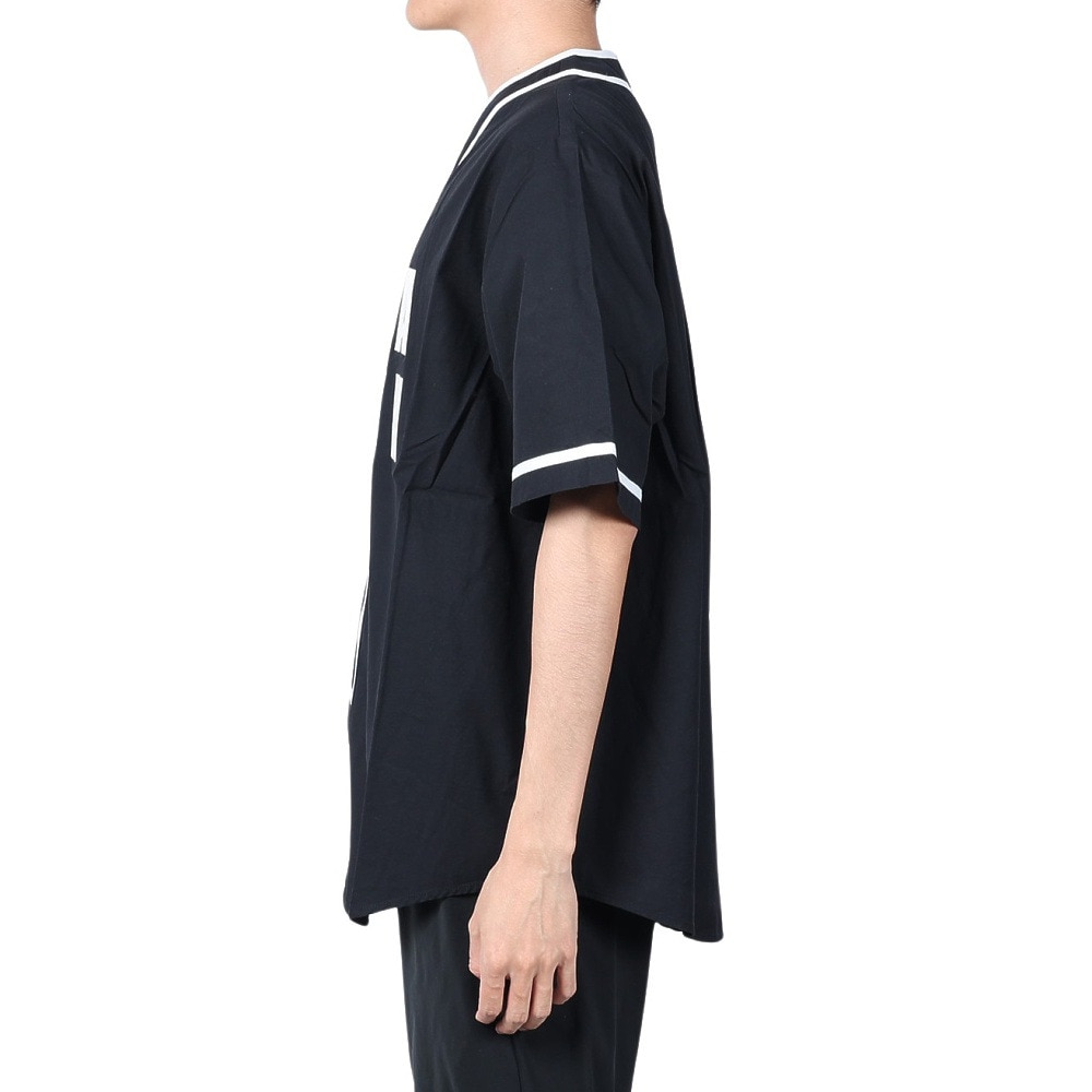 マナスタッシュ（MANASTASH）（メンズ）カレッジロゴ ベースボールシャツ 792-4123005 BLACK