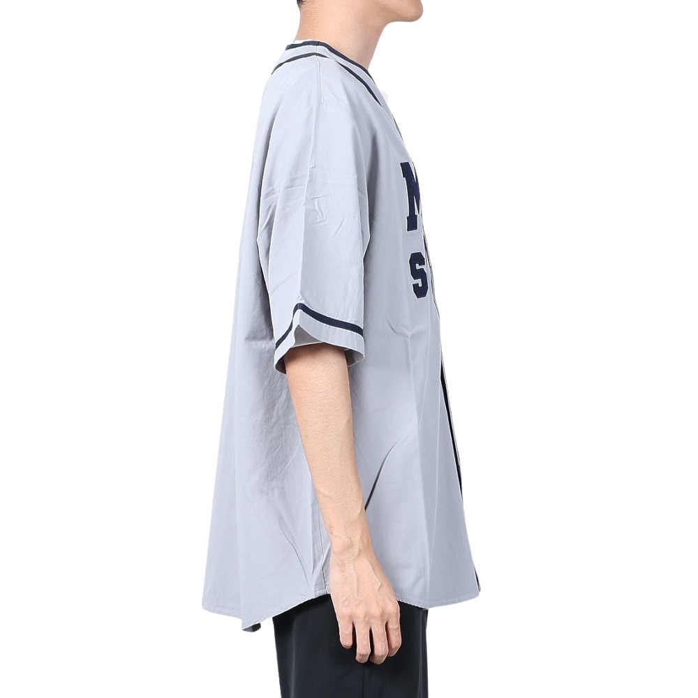 マナスタッシュ（MANASTASH）（メンズ）カレッジロゴ ベースボールシャツ 792-4123005 GREY